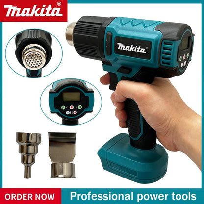Pistola de Ar Quente Elétrica Makita com Display Digital, Sem Fio, 2 Bicos, Industrial, para Embalagem a Vácuo, para Bateria 20V