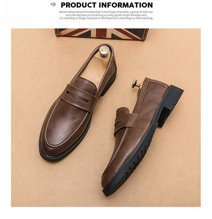 Trend Casual Business Shoes Men Retro Men's Dress Shoes High Quality Office Leather Loafers Man Social Leather Shoes Male