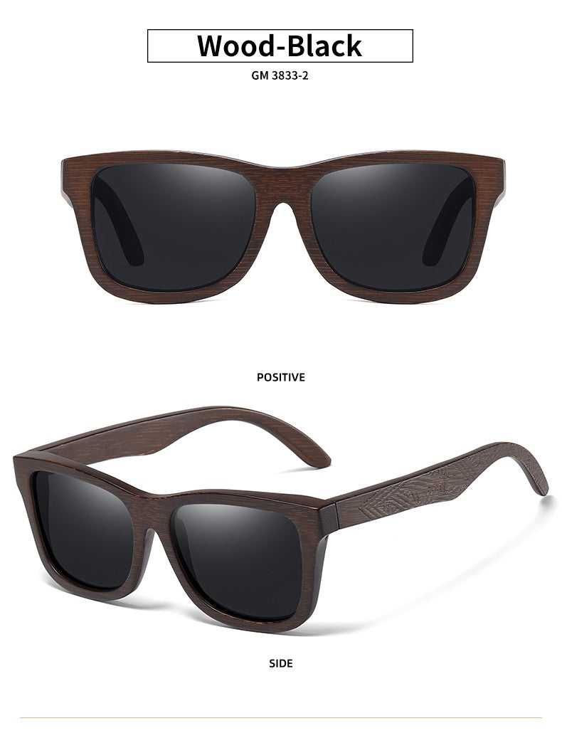 Óculos De Sol GM De Madeira De Bambu Natural Feitos À Mão Polarizados Lentes Com Revestimento Espelhado Com Caixa De Presente