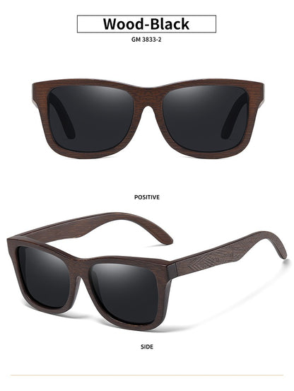 Óculos De Sol GM De Madeira De Bambu Natural Feitos À Mão Polarizados Lentes Com Revestimento Espelhado Com Caixa De Presente