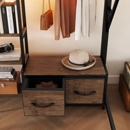 Cama Loft com Escrivaninha e Escadas, 4 Prateleiras e Gavetas de Armazenamento, Guarda-roupa, Camas Loft de Metal Completa com Luzes de LED e Ch