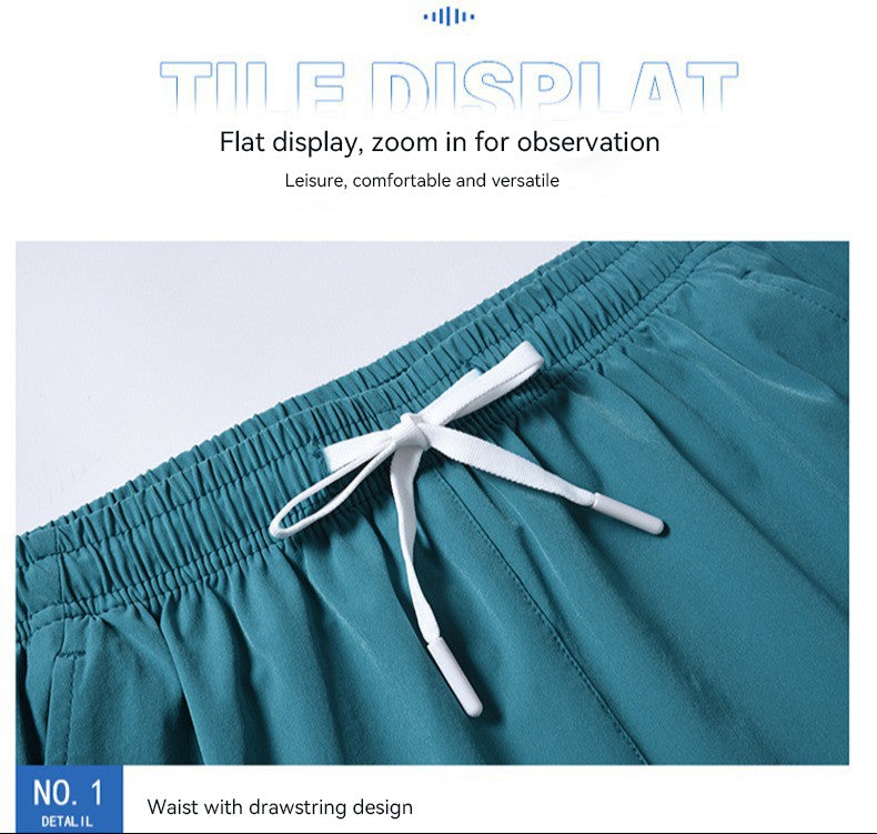 1pcs Summer Men Ice Silk Shorts Quick Drying Running Gym Pants Homme Surf Ventilate Drawstring Casual Outdoor Sport Couple Short