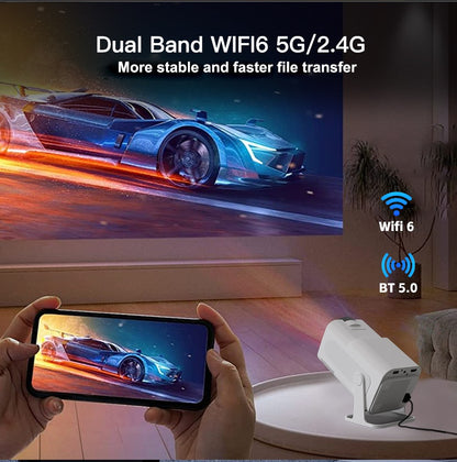 Projetor inteligente HY320 LYNCAST WiFi duplo 6 400 ANSI BT5.0 correção automática 1920 1080P Full HD 4K vídeo doméstico ao ar livre mini projetor