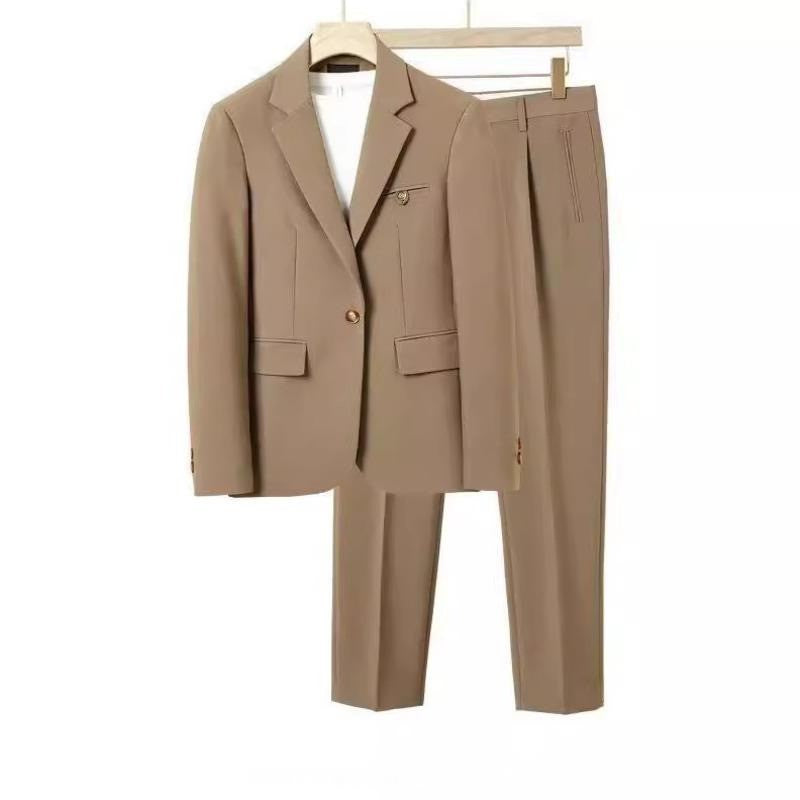 WVGA Spring Autumn New Man Turn-Down Collar Long Sleeve Blazers Niche Chic Casual Straight Suit Pants Two Pieces Sets Ins W14294