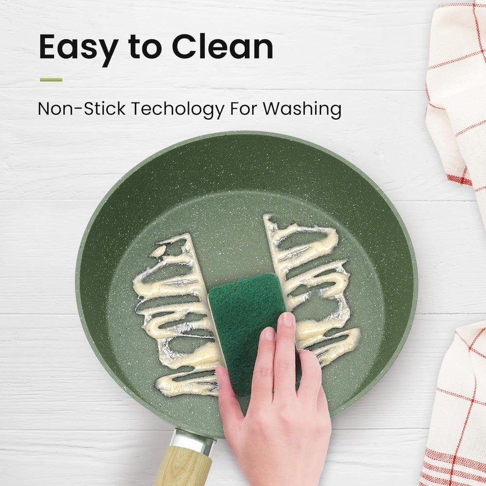 30-Piece Non-Stick Granite Cookware Set, Induction Compatible Pots & Pans with Bakeware, Green Kitchen Essentials