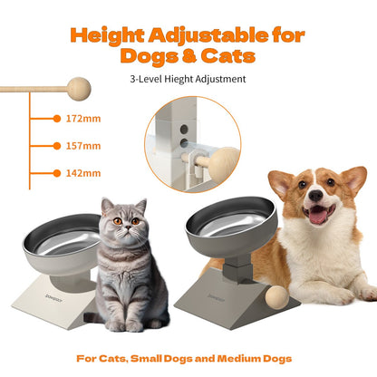 Tigelas Elevadas para Cães de Pequeno e Médio Porte e Gatos, Suporte Elevado Ajustável em 3 Alturas com Tigelas de Comida em Aço Inoxidável 304