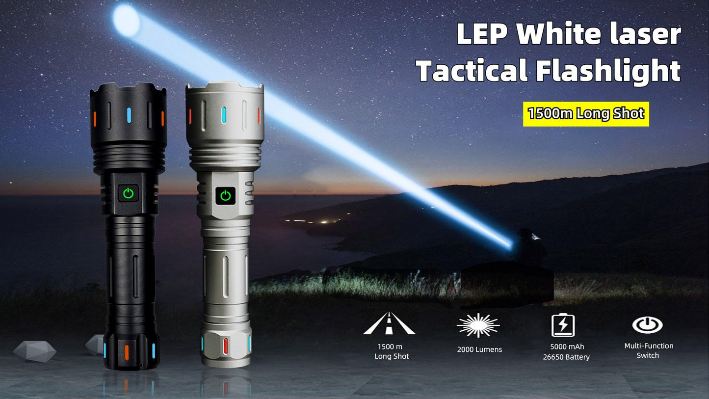 2000 Meters Super Bright White Laser Flashlight USB Rechargeable Torch High Power  Outdoor Camping Emergency Tactical Lantern