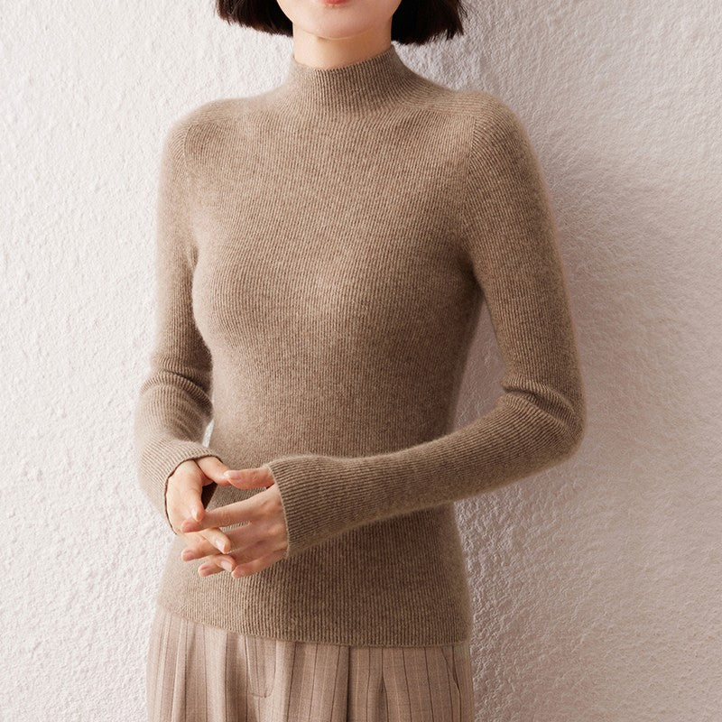 New women's sweater 100% pure cashmere high neck knitted pullover Korean version slim fit hot selling fashionable sweater