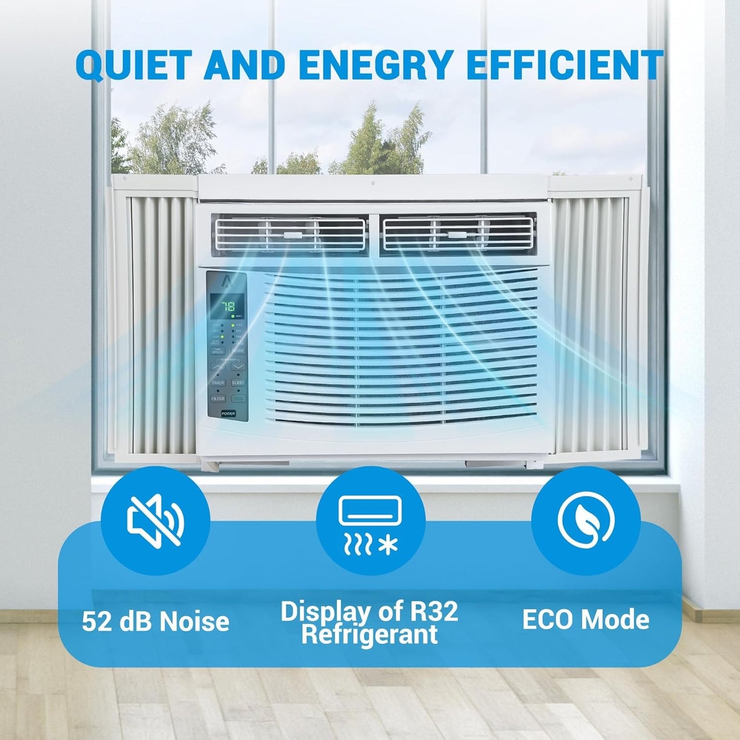 Ar Condicionado de Janela 6.000 BTUs AC de Janela Resfria até 23 m² c/Controle Wi-fi e Modos 4 EM 1 Resfriar Desumidificar Ventilar e Automático