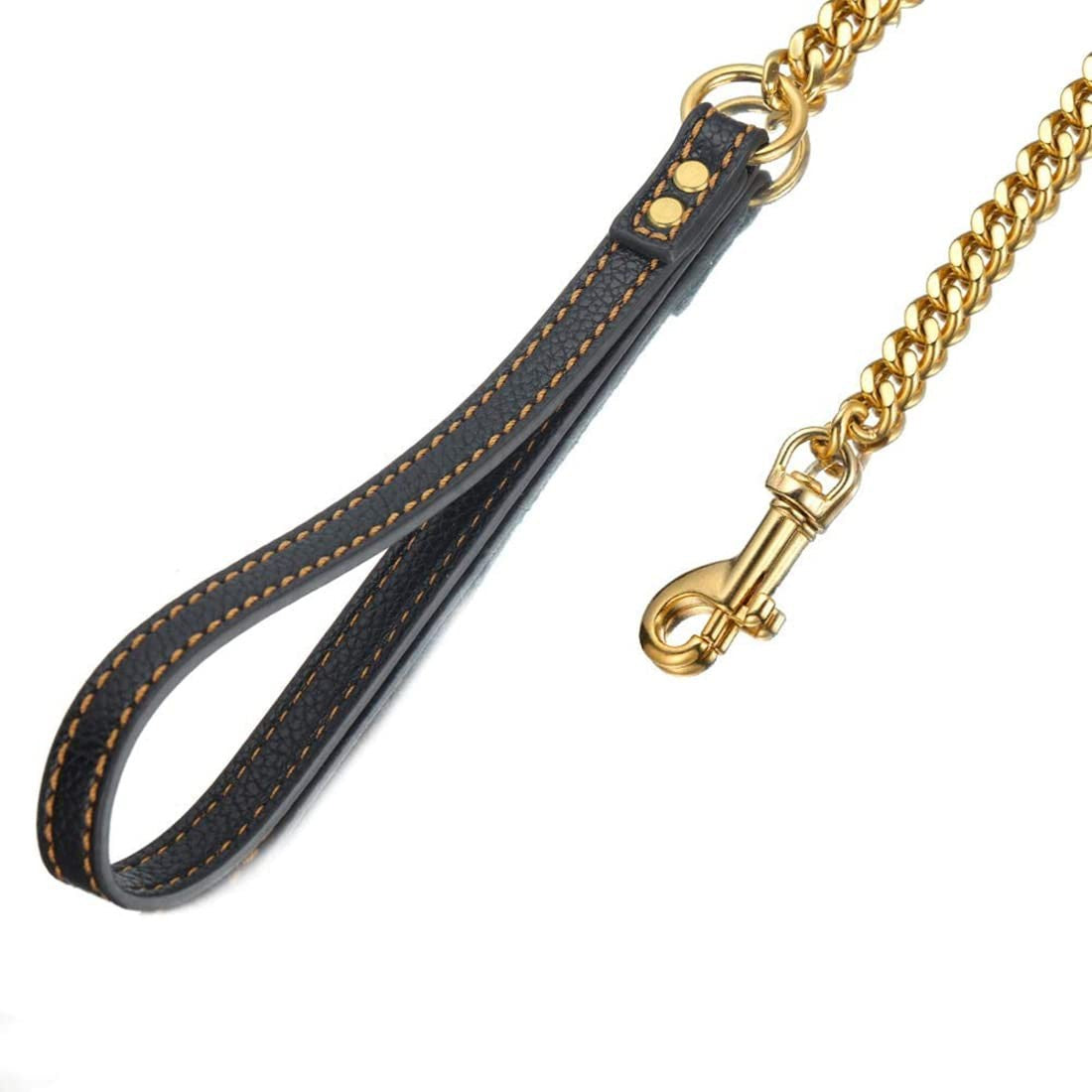 Coleira de corrente de aço inoxidável coleira grande de corrente para cães de metal cães elos médios elos pequenos de aço dourado cubano para passeio e adestramento