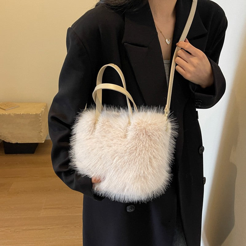 Solid Zipper Women's Shoulder Bags Ladies Bags on Sale 2024 High Quality Winter Milk Cotton Women's Handbags Fashion Soft Bolsos