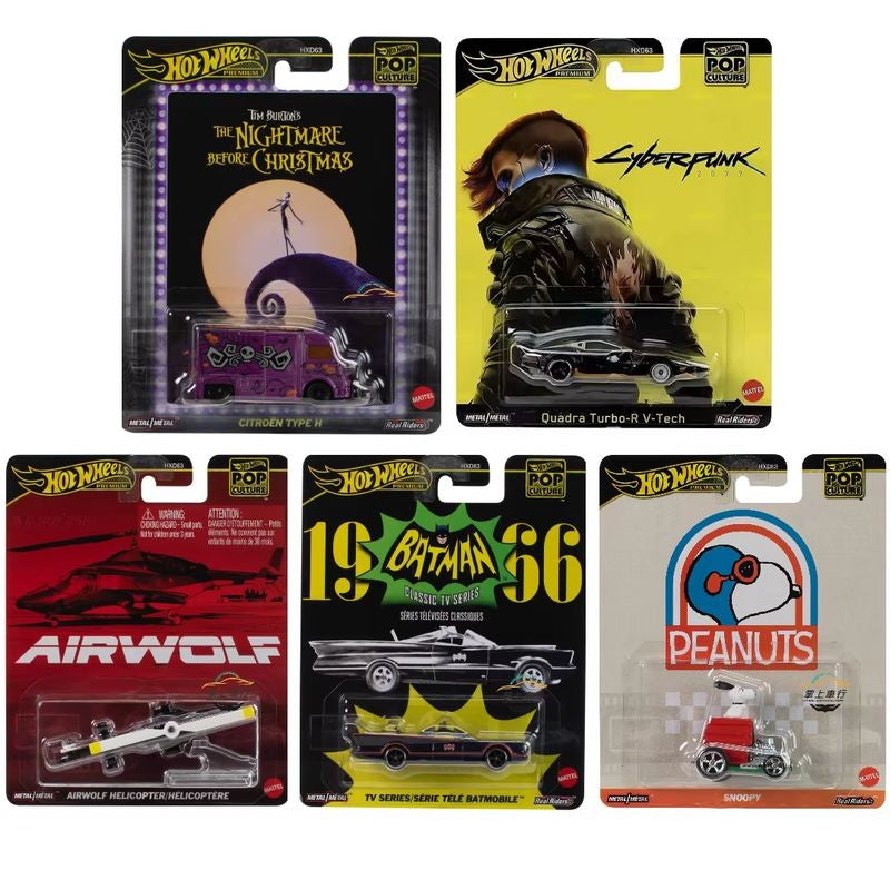Hot Wheels Hxd63-M Pop Culture Cyberpunk 2077 The Nightmare Before Christmas Airwolf Batman Batmobile Peanuts Snoopy Car Gifts