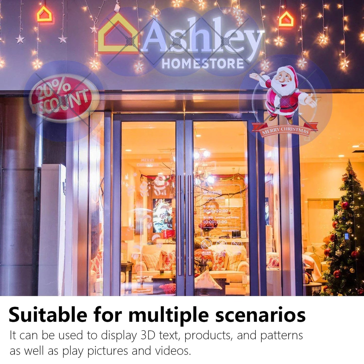 Hologram 3D Ventilador Fan Advertising Display Luces Led light Sign Holographic Player Support Images Video Draw Audiences