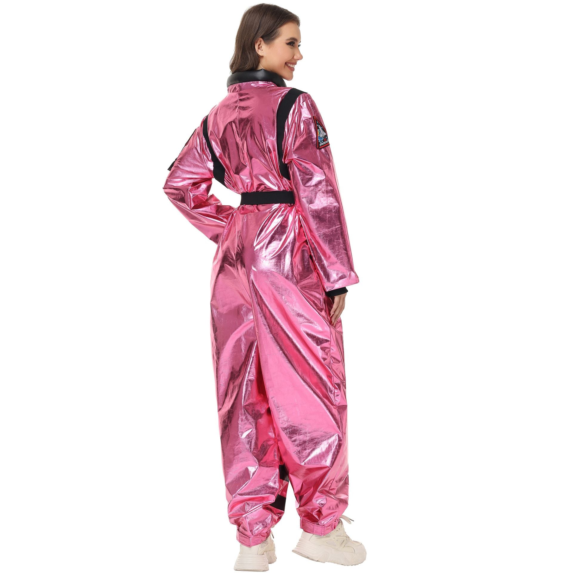 Adult Silver Astronaut Costume Men Women Spaceman Suit Space Jumpsuit Halloween Cosplay Party Dress Up