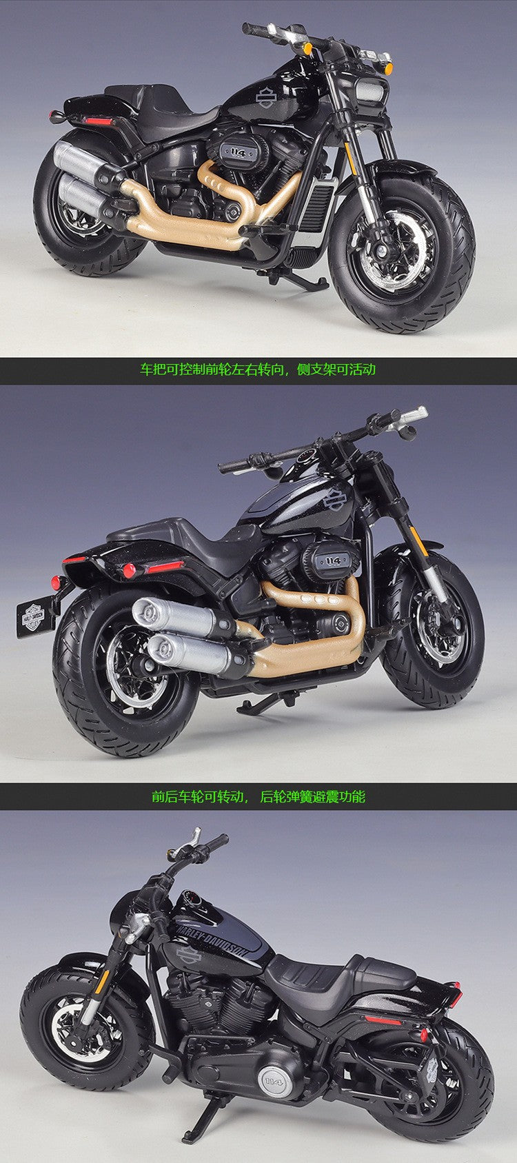 Maisto 1:18 Harley-davidson 2022 Fat Bob 114 Mock-up Alloy Motorcycle Model With Base Finished Toys Gift Collection Accessories