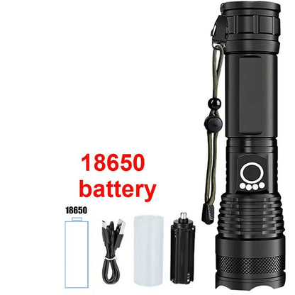High Power Rechargeable LED Tactical Flashlight Aluminum Alloy Super Bright Telescopic Zoom Torch Lamp Outdoor Camping Fishing