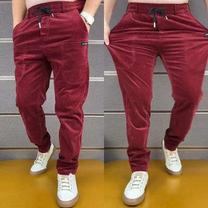 Calças Casuais Masculinas de Veludo Cotelê para Escritório Outono Inverno Negócios Calças Masculinas Algodão Harajuku Moda Poliéster Original Quente Clássico