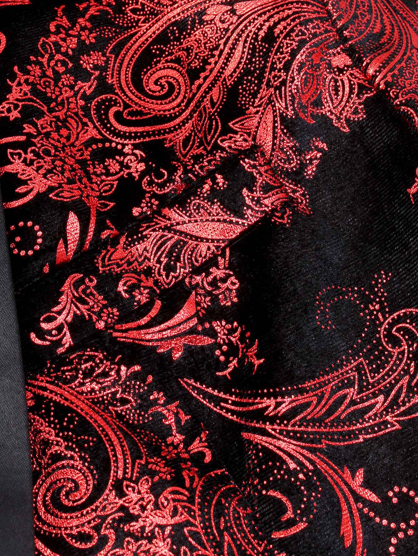 Men's Purple Print Suit Jacket Burgundy Long Sleeve Black Collar Single Button Coat for Wedding Party Stage Performance