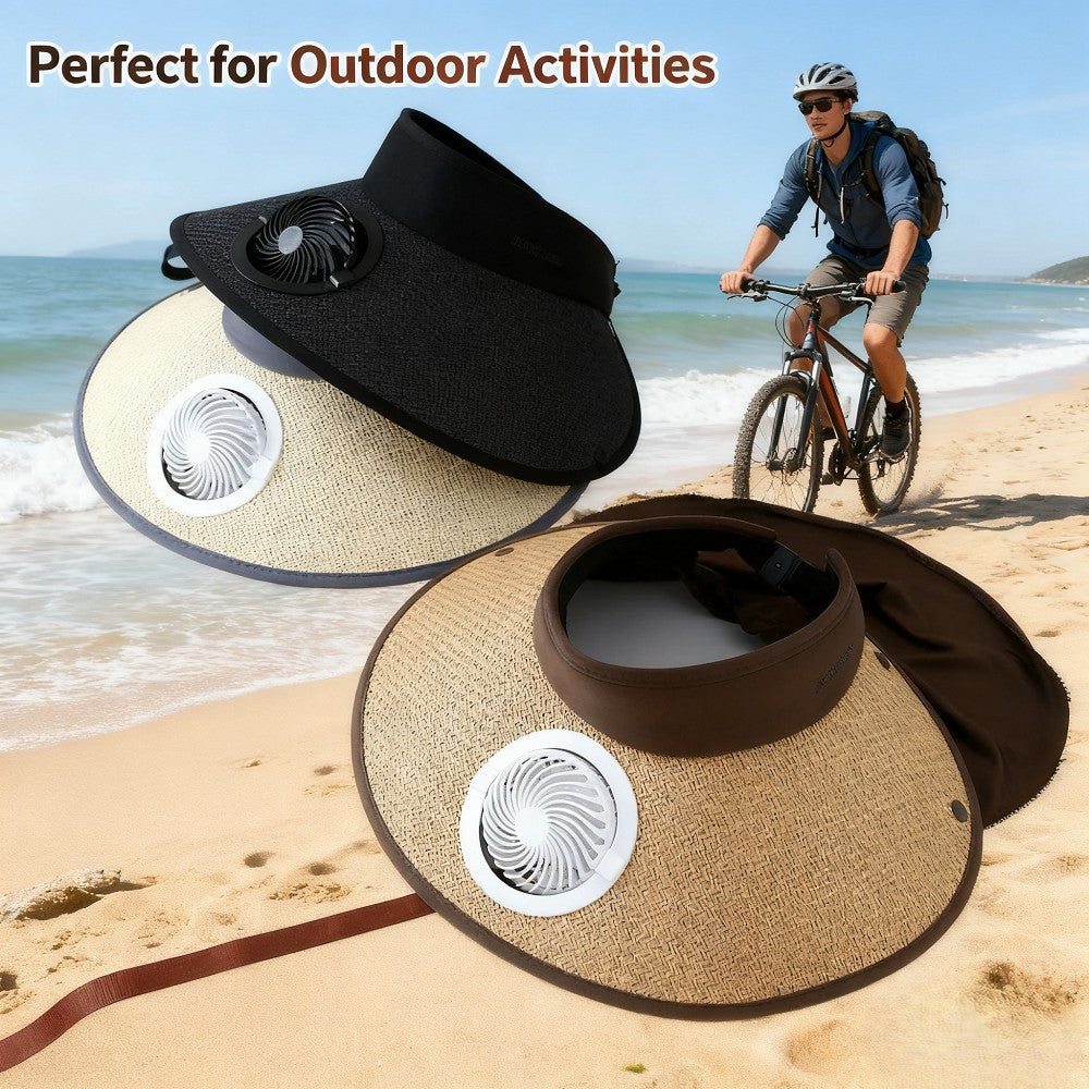 Outdoor Must-Have! Wide Brim Sun Hat With Built-in Fan - USB Charging, Lightweight, Suitable For Camping, Hiking & Fishing
