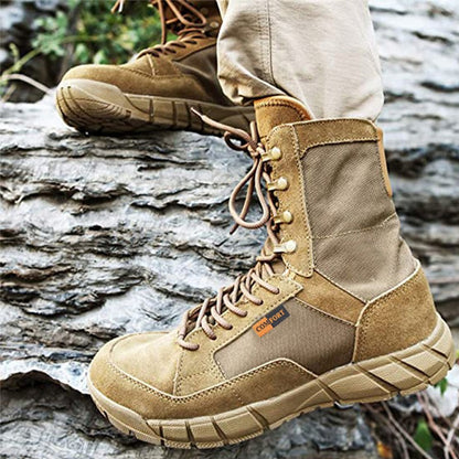 Botas Táticas Leves Masculinas de Combate, Anticolisão, de Treinamento, com Cadarço, Impermeáveis, para Caminhada ao Ar Livre, Calçado Respirável