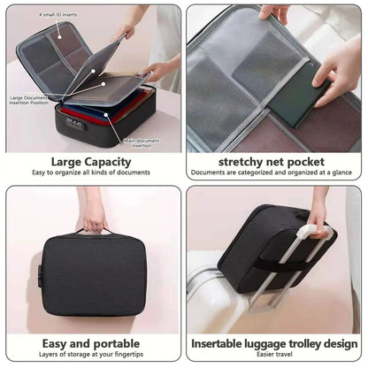Pasta Organizadora de Documentos de 3 Camadas Maleta Suporte para Pasta Masculino Feminino Bolsa Carteira Passaporte Cofre Doméstico Estojo Funcional para Armazenamento de Arquivos