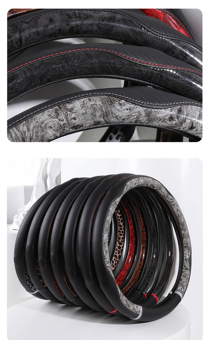 Capa de Volante de Couro Antiderrapante para Carro Capa Protetora Universal com Estampa de Leopardo Estilo Moda 38cm Formato O D