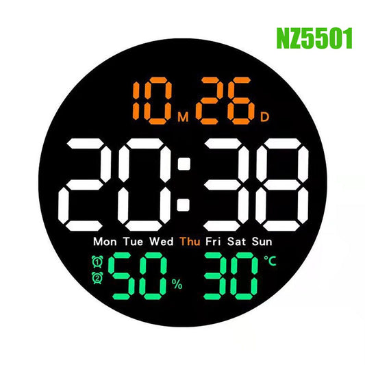 Remote Control 10 inch Colorful Led Wall Calendar Clock for Home Decoration with Temperature Display and Dual Alarms