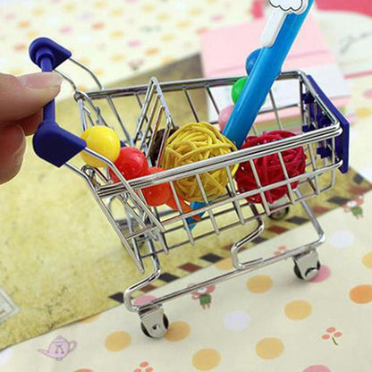 Mini Supermarket Shopping Trolley Cart Desktop Model Children's Toys Home Decoration Miniature