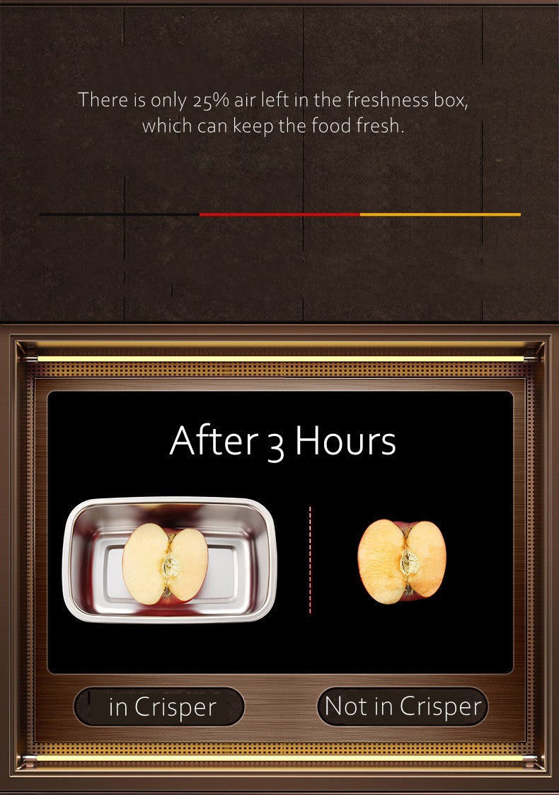 Luxury LFGB Certificated 304 Stainless Steel Crisper Silicone Sealing Edge Vacuum Container Air Exhaust Fresh-Keeping Food Box