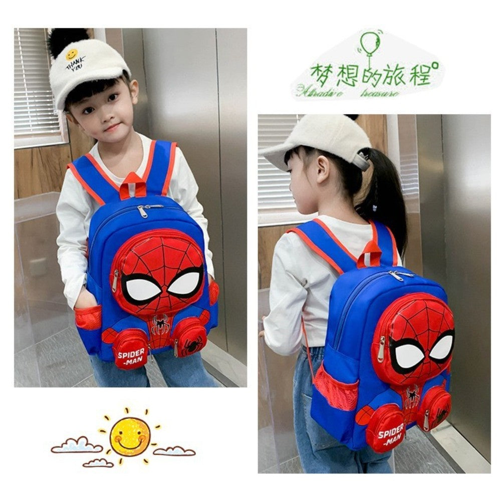 Mochila Infantil Homem-Aranha Marvel Desenho Animado Fofo Dupla Alça Escolar Presentes para Meninos Mochila Leve e Elegante para Jardim de Infância