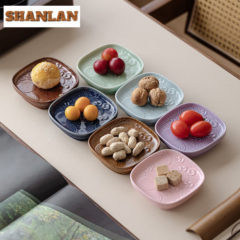 Sea Wave Little High Foot Fruit Dishes Handmade Pastry Plate Candy Bar Food Storage Tray Hospitality Dishes Cafes Ornaments Gift