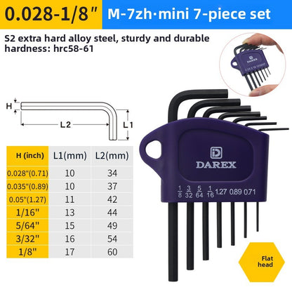 DAREX Metric Ball End Short Tail Hex Key Set 7/9 Piece Short Arm Extended High - Quality Hex Wrenches for Various Tasks
