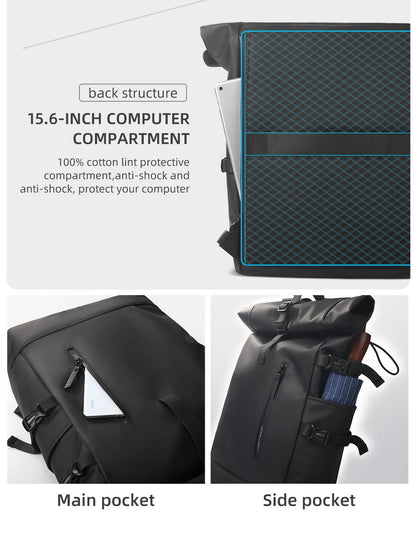 Mochila de Viagem Expansível HK Masculina Grande Capacidade À Prova D'Água Bolsa para Laptop de 15,6" Mochila de Caminhada Ciclismo com Porta USB