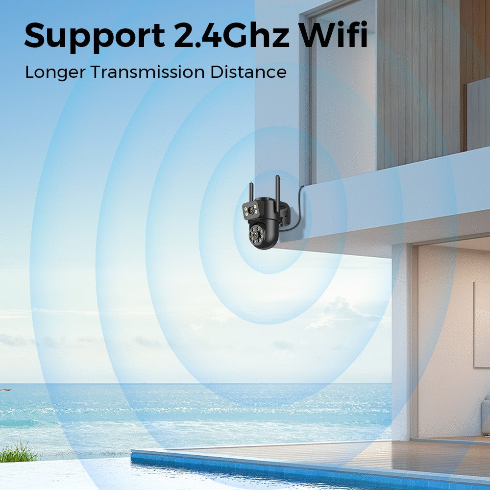 Wifi Camera Outdoor 8MP 4K Dual Lens Dual Screens Black Surveillance Camera Night Vision Human Detection Security Camera ICsee