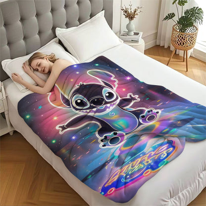 Disney Dream Stitch Print Blanket Multifunctional Flannel Blanket Birthday Gift for Home Outdoor Travel Camping Nap Cover