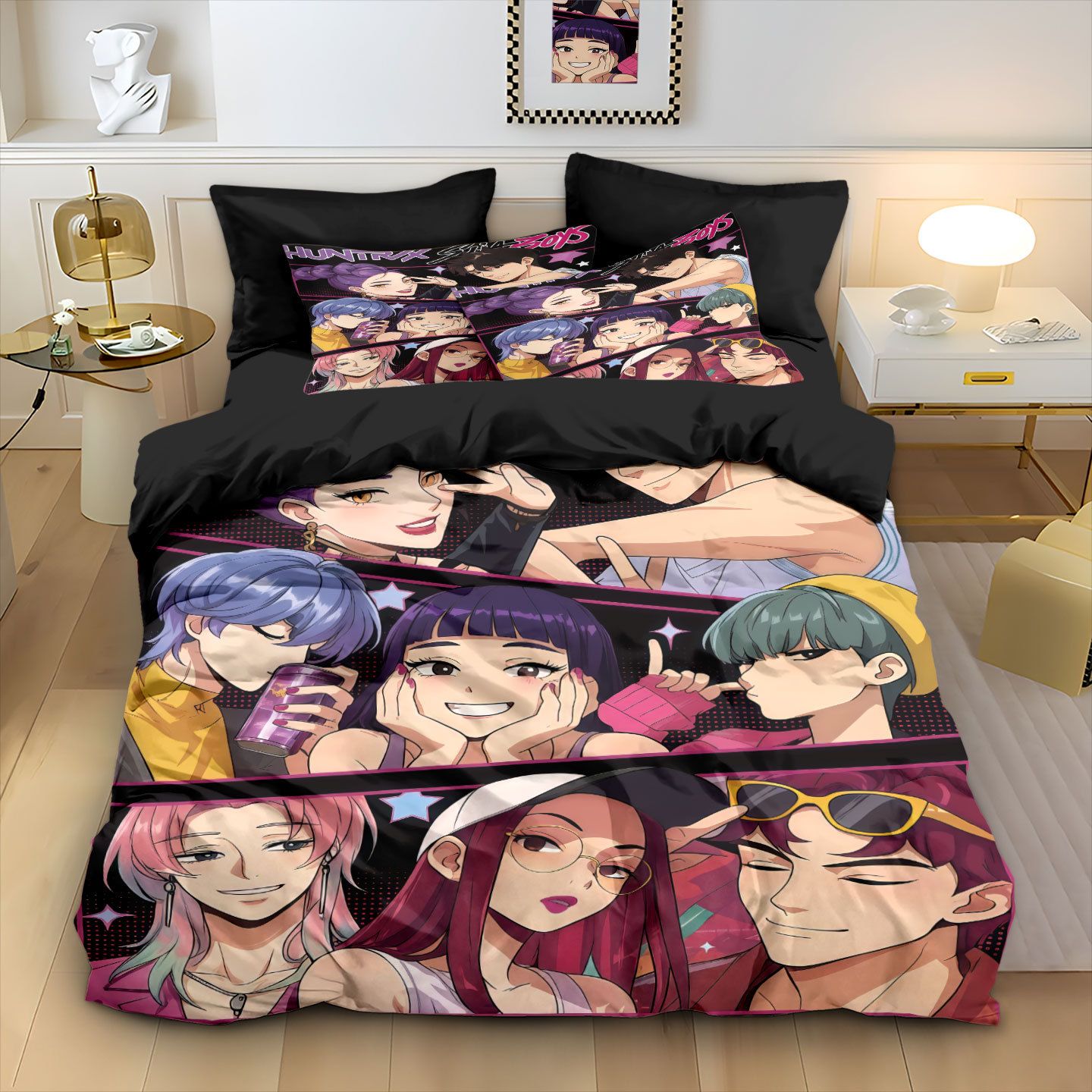 Kpop Demon Hunters Huntrix Bedding Set - Single to King Size, Anime Print Duvet Cover Sets for Adult Bedrooms