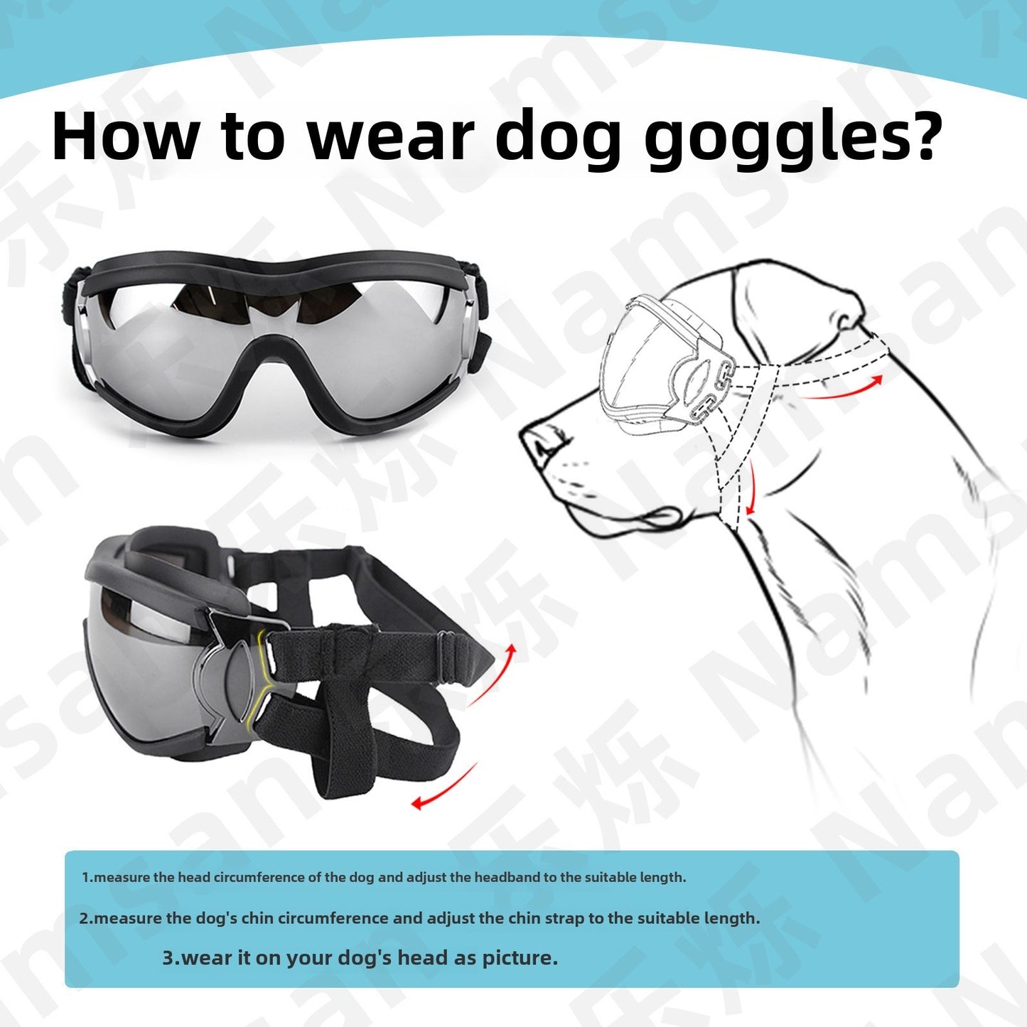 Óculos transparentes para cães de estimação à prova d'água, à prova de vento, protetor solar, resistente a raios UV para cães grandes