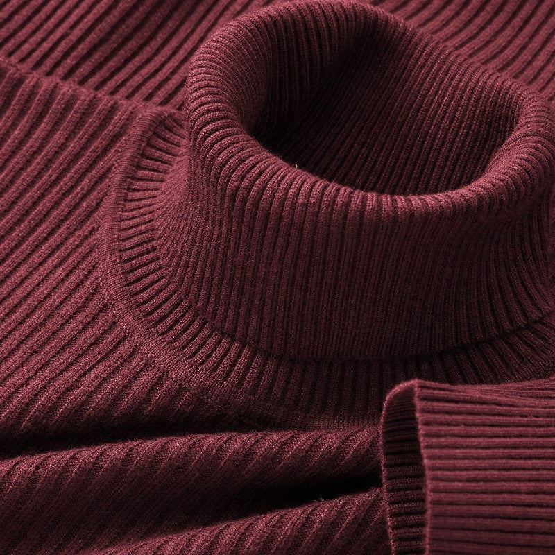 Autumn Men's Long Sleeved Turtleneck Sweater Stripes Knitted Heavyweight Sweaters Winter Outdoor Solid Color Daily Warm Coats