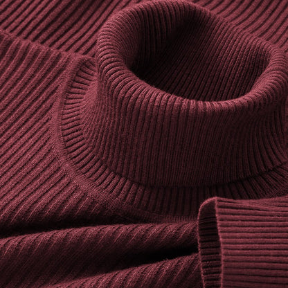 Autumn Men's Long Sleeved Turtleneck Sweater Stripes Knitted Heavyweight Sweaters Winter Outdoor Solid Color Daily Warm Coats