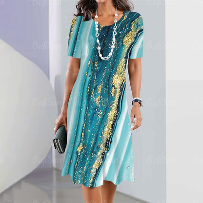 2024 New Women's Dresses Graphic Print Elegant & Beautiful Midi Dresses Plus Siz