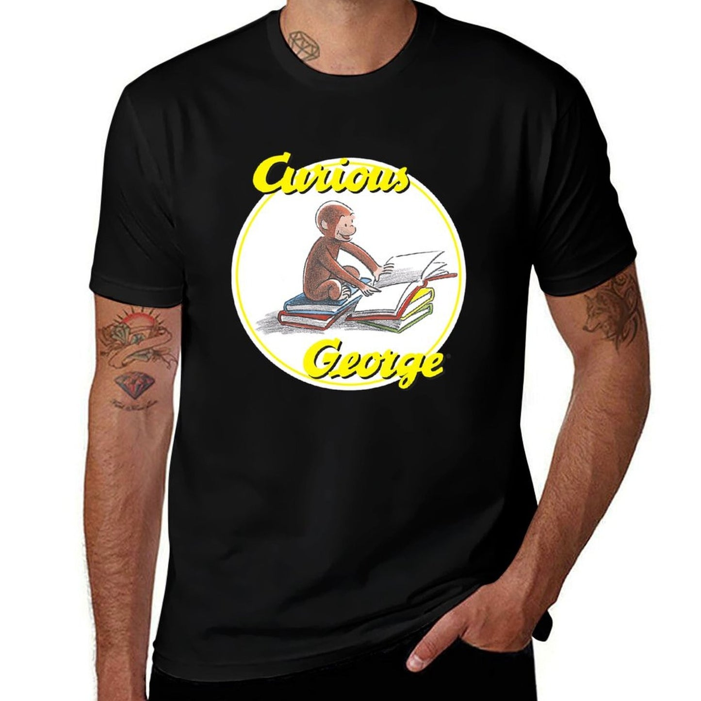 Curious George Reading Poster. T-Shirt t shirt man casual g man t shirts for men t shirt man plain T-Shirt