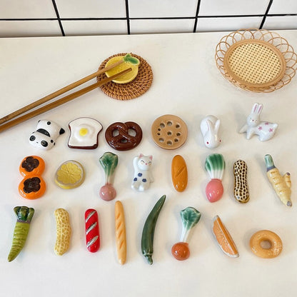Suporte para Hashi Estilo Japonês Cerâmica Descanso de Hashi Formato de Frutas e Vegetais Garfo Prateleira Utensílios de Cozinha Decoração de Mesa de Jantar