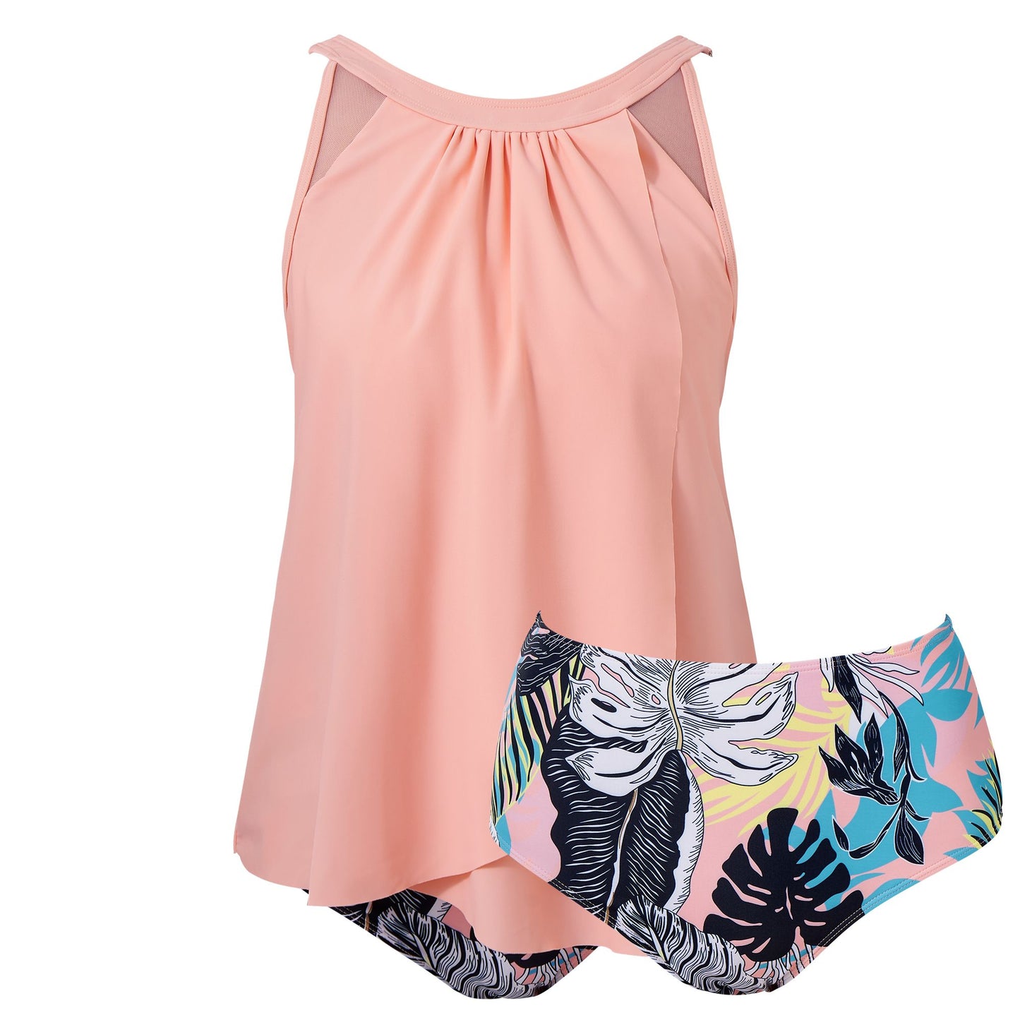 Women Tummy Control Tankini Bathing Suits High Waisted Padded Swimwear Plus Size Beachwear Swimsuit Bikini Sets Female