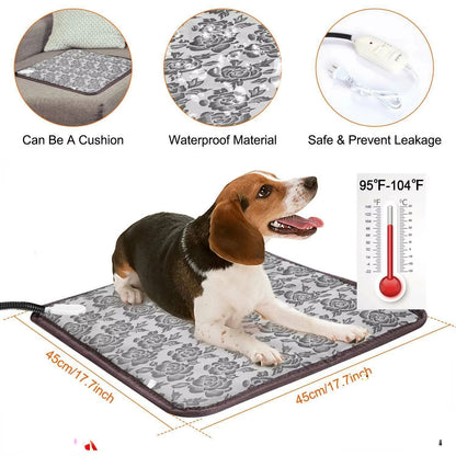 Tapete aquecido para cães Temperatura ajustável para animais de estimação Almofada de aquecimento para cães À prova d'água Almofada de aquecimento elétrica Temporizador de aquecimento para cães Suprimento para dormir à prova d'água