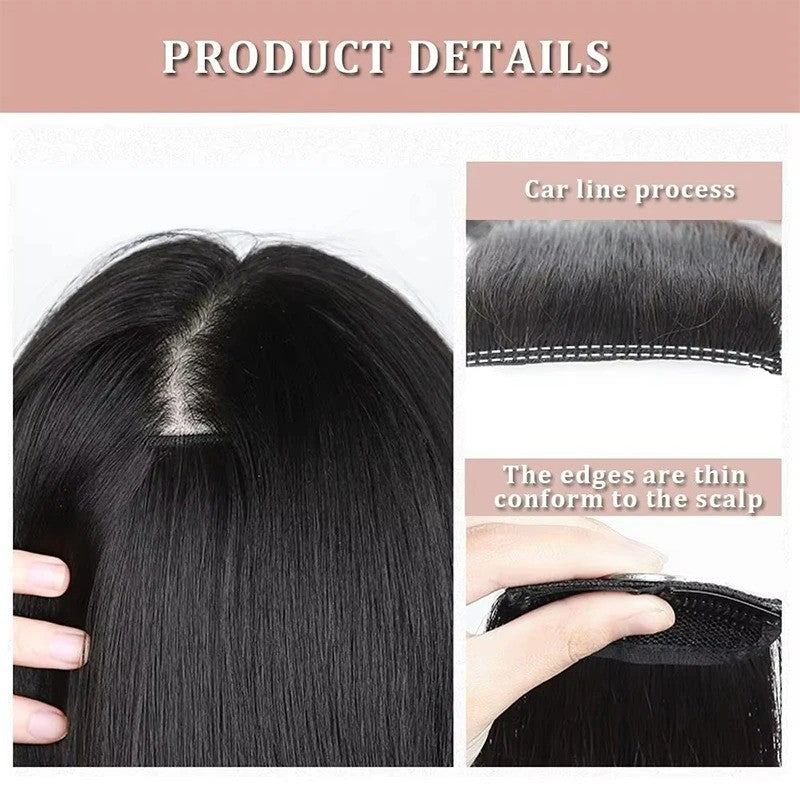 Extensão de Cabelo Invisível Sintética Presa com Grampos BB Franja Curta Reta Peruca para Mulheres Aumentar Volume do Cabelo