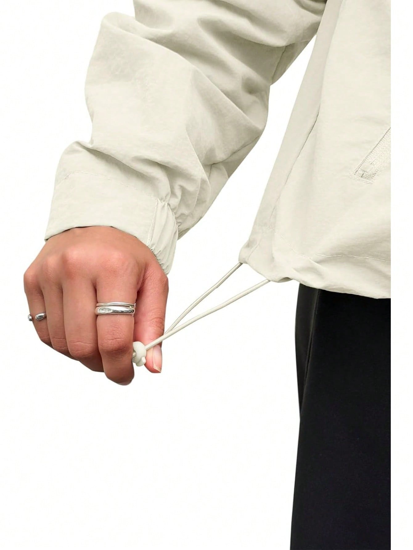 Fisoew Womens Cropped Jacket Zip Up Lightweight Hooded Trench Coat Active Outdoor Windbreaker Raincoat with Pockets