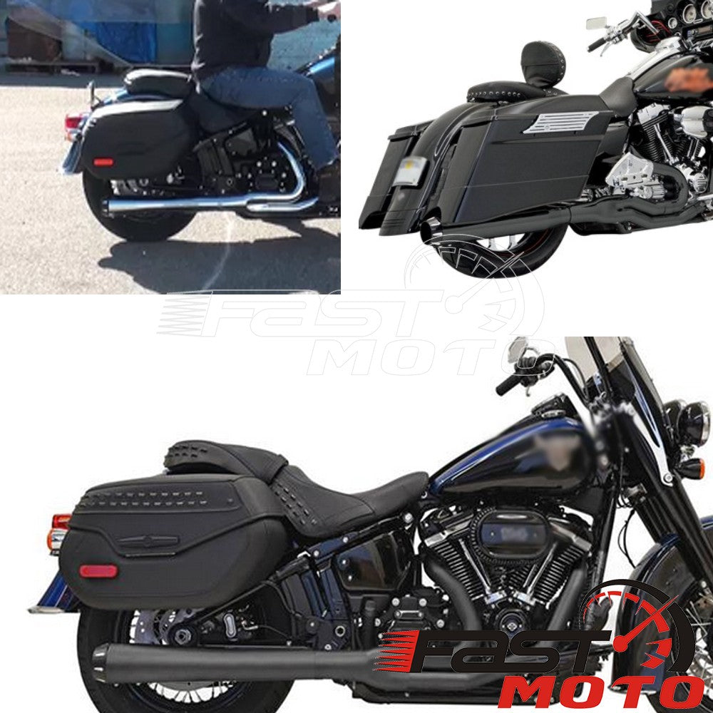 Motorcycle 2-into-1 Exhaust Mufflers Tip End Cap For Harley Softail Low Rider ST FXLRST FXLR FXLRS Standard FXST Street Bob FXBB