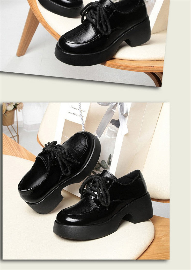 Soft Leather Uniform Shoes Female British Girl Japanese Wild Black Retro Mary Jane Shoes Lolita Platform Shoes Low Anti-slip