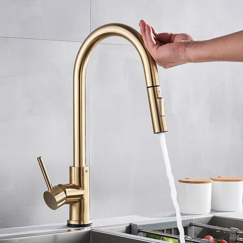 Torneira de Cozinha com Sensor de Toque Extraível Torneira de Cozinha Inteligente com Rotação 360 Torneira de Sensor Torneira Misturadora de Monocomando