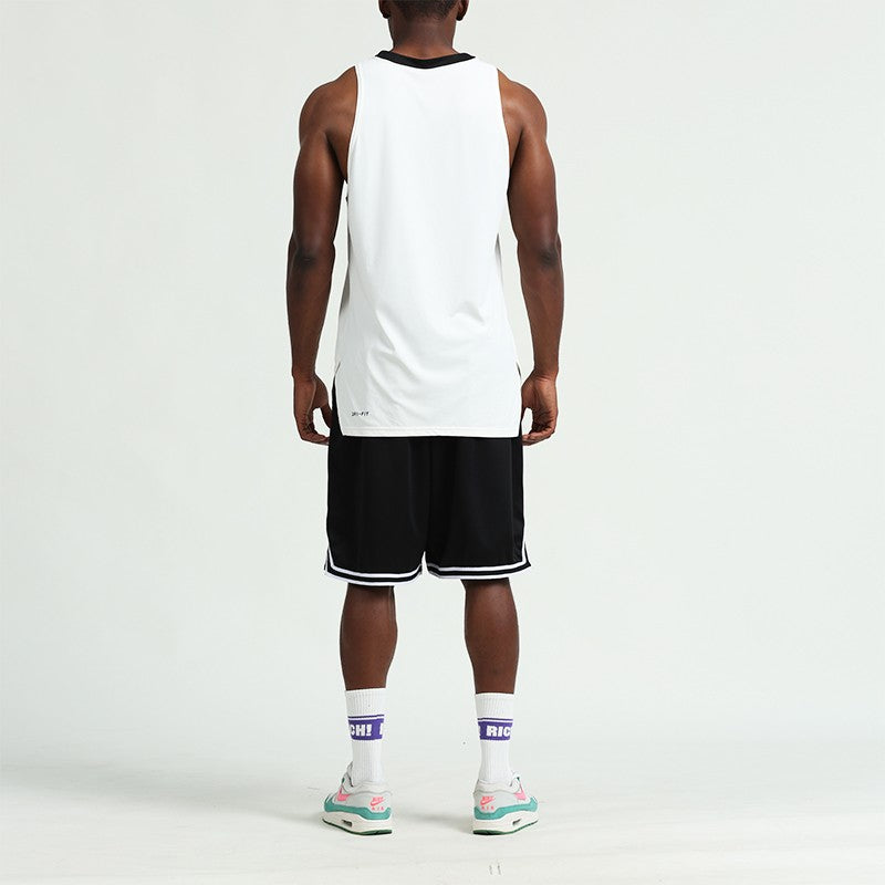 Knee Length Basketball Shorts Men Striped Loose Running Sport Gym Dry Fit Mesh Breathable Fitness Training Workout Bottom Male